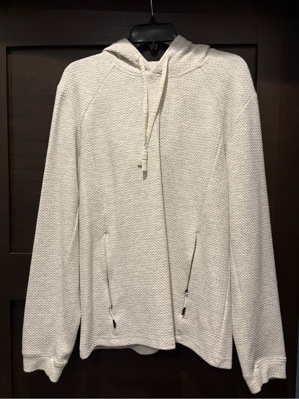 Textured White Hoodie with Drawstring